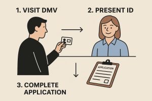 Image of a driver showing their license, after studying the Florida driver's manual