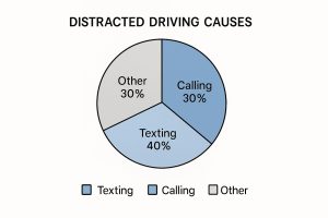 An infographic showing the most common distracted driving causes.