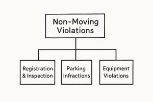 An infographic explaining the types of non-moving violations