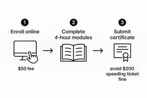 Chart showing how a florida online traffic school course saves money