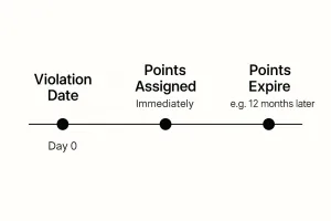 Timeline of how long points stay in driver's license.