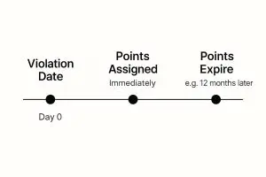 Timeline of how long points stay in driver's license.