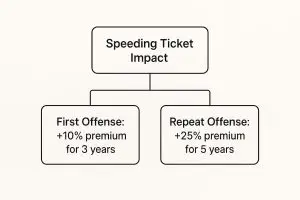 The speeding ticket impact on insurance rates explained.