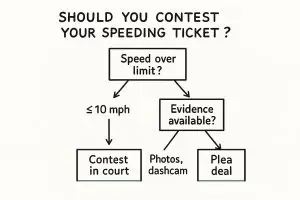 An infographic to help decide if should contest a speeding ticket.