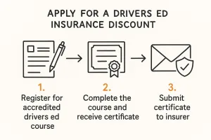 A step by step infographic on how to obtain insurance discount for young drivers.