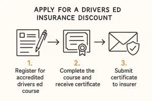 A step by step infographic on how to obtain insurance discount for young drivers.