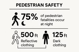 Infographic showing key data about Watch for Pedestrians and Cyclists