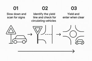 Infographic about how to navigate roundabouts