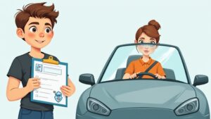 A person holding a piggy bank and a car key, illustrating the financial savings associated with taking the driving course.