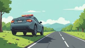 A long, empty road with a grassy shoulder, representing a safe escape route.
