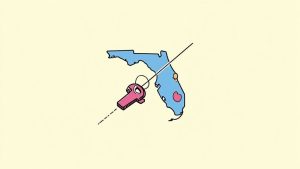 An insurance document and car keys resting on a desk, representing Florida's car insurance requirements.