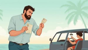 A person checking their Florida driving record on a laptop.