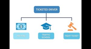 Infographic about what happens when you get a traffic ticket