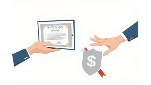 A person holding a completion certificate with a confident smile, ready to present it to their insurance agent.