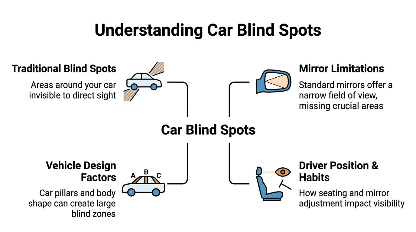 Understanding various car blind spots